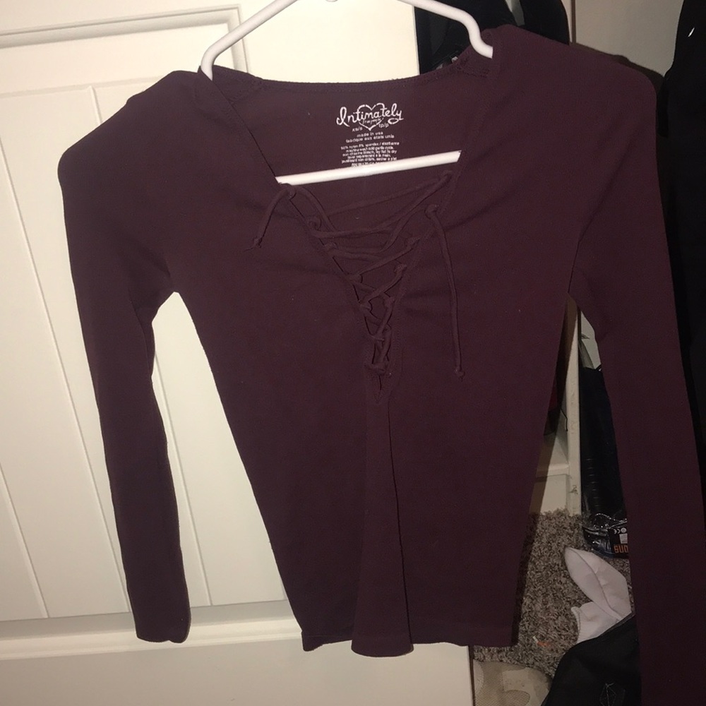 Maroon lace up long sleeve free people size XS/S